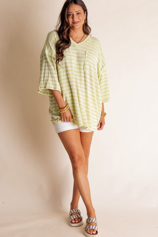 Only Go Forwards Striped V Neck Top