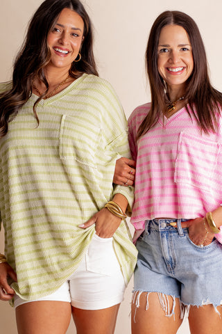 Only Go Forwards Striped V Neck Top