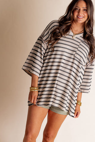 Only Go Forwards Striped V Neck Top