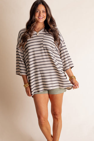 Only Go Forwards Striped V Neck Top