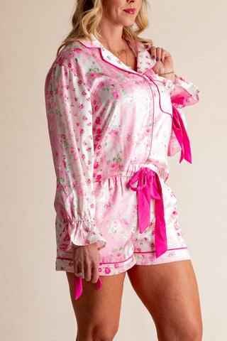 Hold Me Close Floral Satin Pajama Set