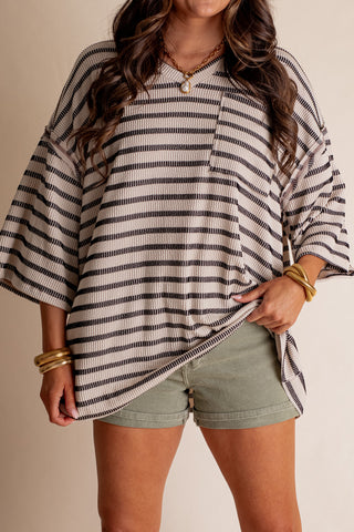 Only Go Forwards Striped V Neck Top