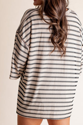 Only Go Forwards Striped V Neck Top