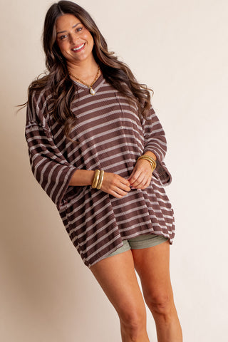 Only Go Forwards Striped V Neck Top