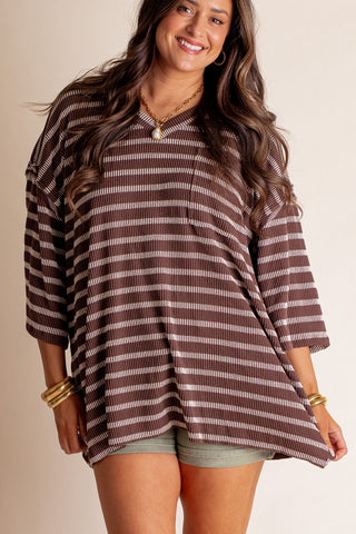 Only Go Forwards Striped V Neck Top