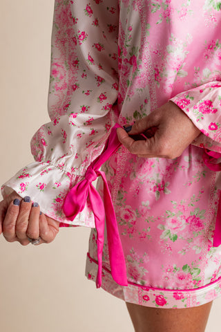 Hold Me Close Floral Satin Pajama Set