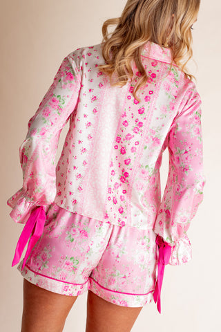 Hold Me Close Floral Satin Pajama Set