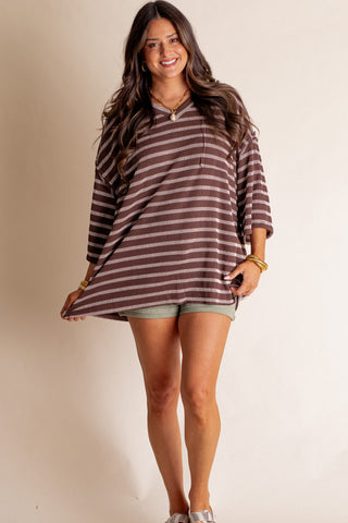 Only Go Forwards Striped V Neck Top