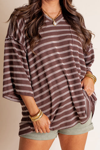 Only Go Forwards Striped V Neck Top