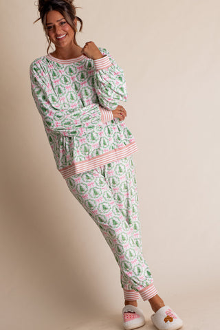 Christmas Trees and Bows Loungewear Top