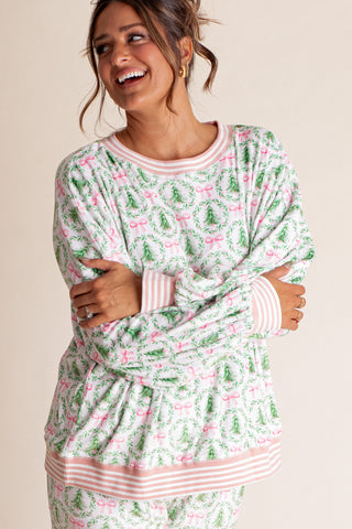 Christmas Trees and Bows Loungewear Top