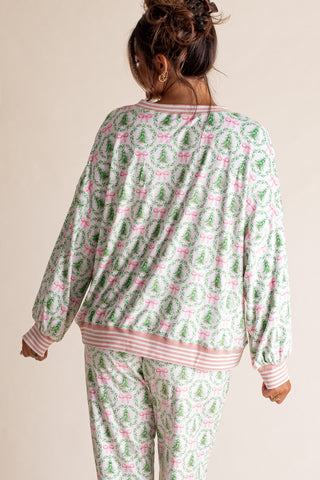 Christmas Trees and Bows Loungewear Top