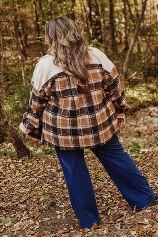 Out On Me Plaid Sherpa Shacket - CURVY *Final Sale*