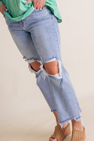 Jude High Rise Cropped Straight Leg Jeans