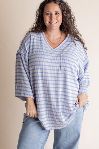 Only Go Forwards Striped V Neck Top