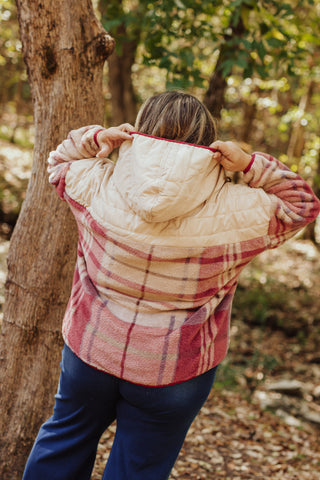 Fall Into Me Half Zip Sherpa Hoodie - CURVY