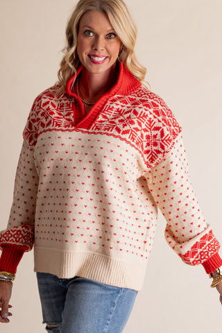 Snowy Morning Balloon Sleeve Pullover