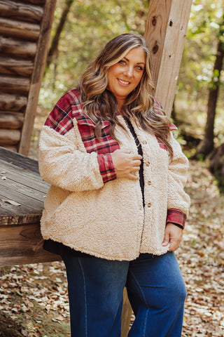 One Word Promises Sherpa Jacket - CURVY