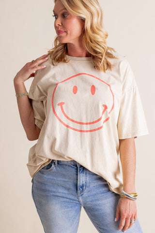 Smiling Ear To Ear Washed Top *Final Sale*