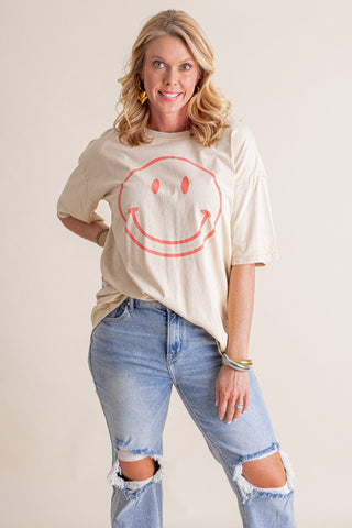 Smiling Ear To Ear Washed Top *Final Sale*