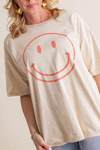 Smiling Ear To Ear Washed Top *Final Sale*