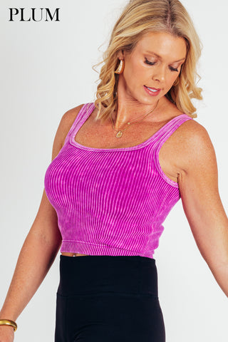 Day Glow Reversible Ribbed Cropped Tank