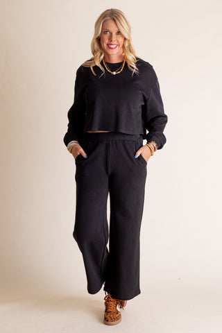 Roll With It Knit Top And Wide Leg Lounge Pants Set