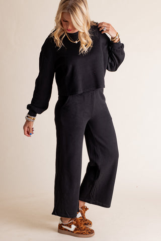 Roll With It Knit Top And Wide Leg Lounge Pants Set