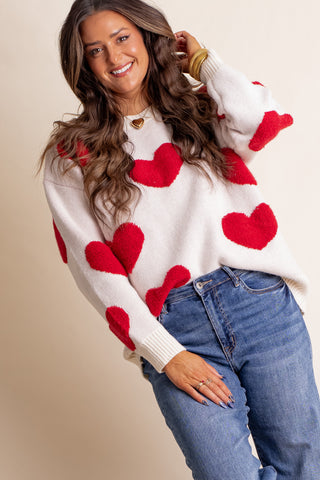 Heart On Fire Round Neck Sweater