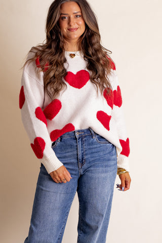 Heart On Fire Round Neck Sweater