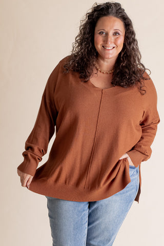 Even So V Neck Sweater - CURVY