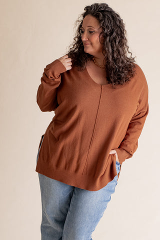 Even So V Neck Sweater - CURVY