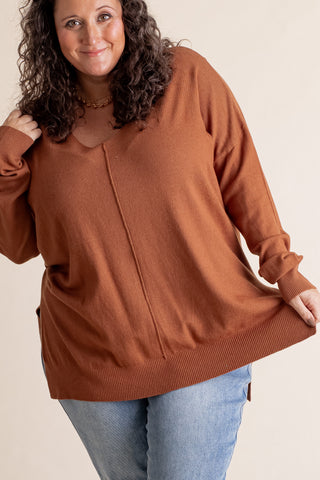 Even So V Neck Sweater - CURVY