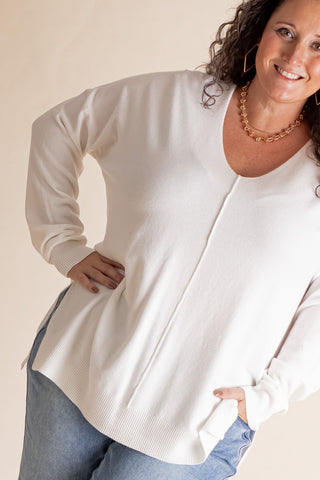 Even So V Neck Sweater - CURVY