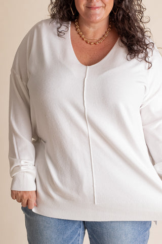 Even So V Neck Sweater - CURVY