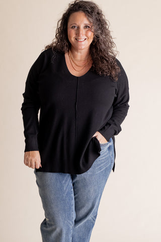 Even So V Neck Sweater - CURVY