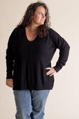 Even So V Neck Sweater - CURVY