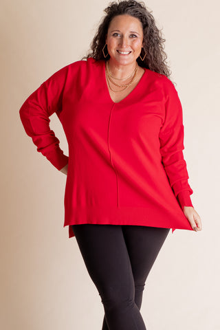 Even So V Neck Sweater - CURVY