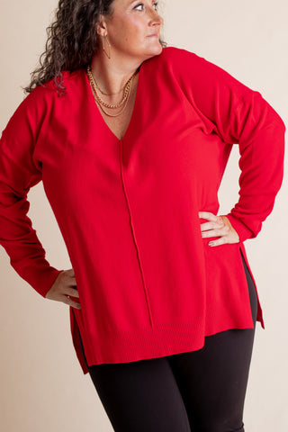 Even So V Neck Sweater - CURVY