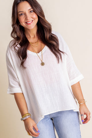 Just Passing Through V Neck Top *Final Sale*