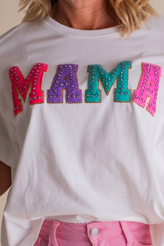 Mama Rhinestone Embroidered Top *Final Sale*
