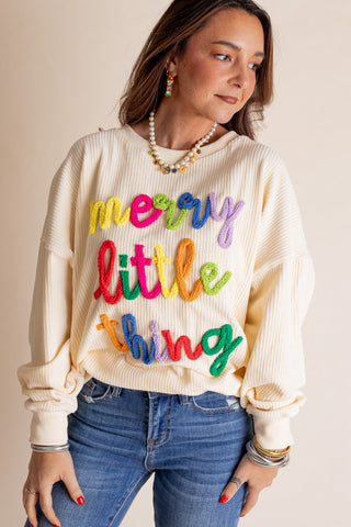 Merry Little Thing Embroidered Sweatshirt