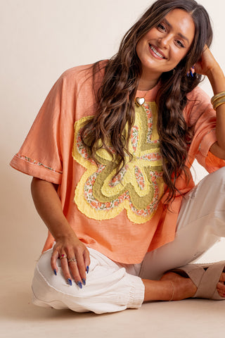 Just Peachy Flower Patch Top