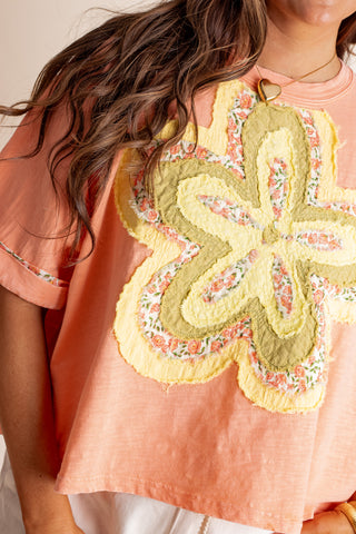 Just Peachy Flower Patch Top