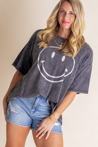 Smiling Ear To Ear Washed Top *Final Sale*