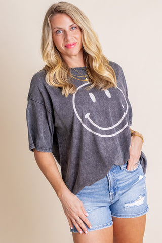 Smiling Ear To Ear Washed Top *Final Sale*