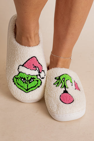 Stealing Christmas Fleece Slippers