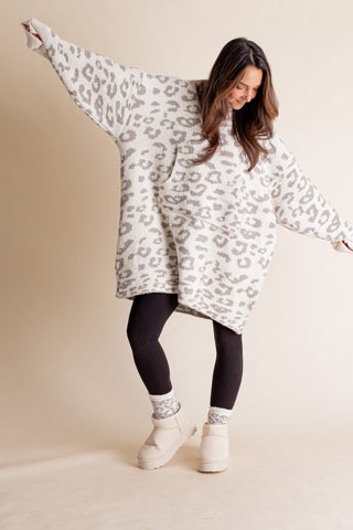 Comfy Cozy Leopard Hooded Wearable Blanket