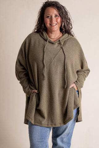 All I See Hooded Luxe Brushed Ribbed Pullover