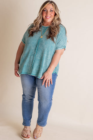 Ocean Front Waffle Knit Top - CURVY